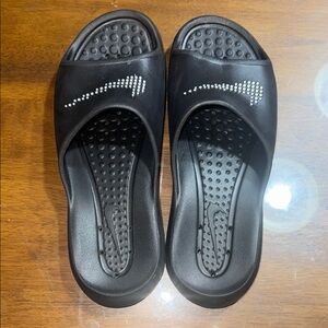 Nike Black Slide Sandals with White Accents